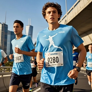 T-shirt de marathon sublimé par OEM T-shirt de sublimation de course à pied en jersey personnalisé à séchage rapide - Product Image 5