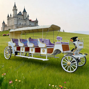 Luxury Four <b>Rows</b> purple Seat Sightseeing Victoria Horse-drawn Carriage Historic Royal Electric Wedding Carriage for Sale - Product Image 1