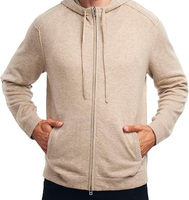 Felpa con Cappuccio da Uomo Personalizzata con Zip Integrale, Ricamata, in Lana e Cashmere Pesante, Stile Vintage Essenziale, con Cerniera RWS
