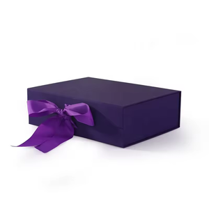 Ruban de boîte cadeau pliable violet mat de luxe personnalisé gaufrage feuille UV avantage-emballage de luxe matériaux recyclés magnétiques - Product Image 5
