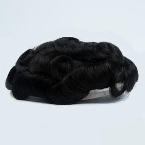 Prótesis Capilar Permanente de 6 Pulgadas, Cabello Liso Negro Natural, Peluca para Hombre, 100% Cabello Humano Virgen, 1 Pieza, Base de Seda de Cabello Indio - Product Image 3