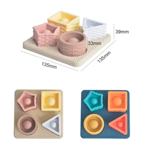 Montessori Early Learning Kids Baby Cartoon Geometric Matching Silicone 3D Teether Puzzles Educational Baby Jigsaw Puzzle Toys