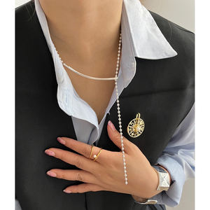 2022 New 2 Styles tragen U-Verschluss Perlen Kette Halskette Y-Form verstellbare lange Halsketten für Frauen Korean Chic Statement Schmuck - Product Image 4