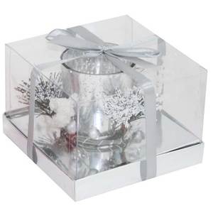 Portacandele in Vetro Argentato con Rilievo e Supporto per Candela a Colonna con Stelo Lungo, Logo Personalizzato in Stile Ins - Product Image 2