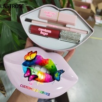 Kit de Rouge à Lèvres 3-en-1 : Huile à Lèvres, Gloss Liquide, Crayon Contour des Lèvres Marron, Emballage Rose en Forme de Bouche, Végan, Marque Privée, Ensemble Combo Lèvres