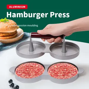 2024新しいデザインバーガープレスハンバーガーパティメーカーマニュアル肉詰めハンバーガープレスキッチンガジェットアルミニウムハンバーガープレス