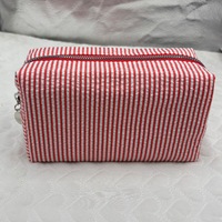Sac de maquillage à rayures pour femmes et filles, cadeau de Noël, demoiselle d'honneur, sac de rangement cosmétique à fermeture éclair, trousse de maquillage mignonne, organisateur