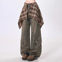 Jeans en denim ample sur mesure pour femmes Jeans vintage de motard Pantalon en denim à jambes larges Jeans de haute qualité à la mode et de niche
