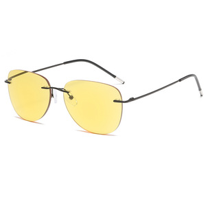 Gafas <span class=keywords><strong>de</strong></span> Lectura Progresivas Multifocales con Lentes Amarillas <span class=keywords><strong>de</strong></span> Visión Nocturna, Montura Metálica sin Aro, Anti-Luz Azul y Fotocromáticas - Product Image 5