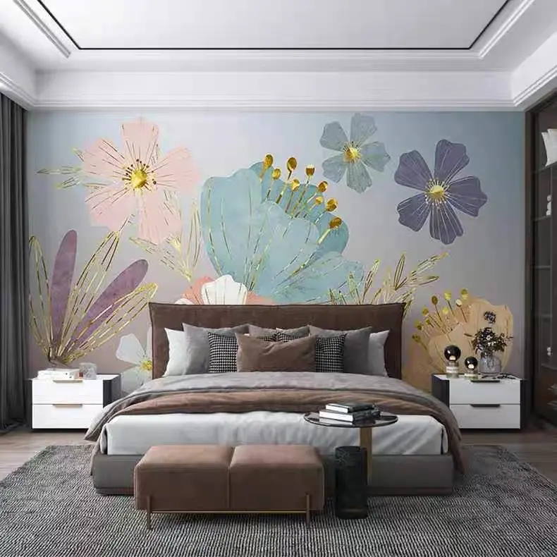 amerikanische 8d blume tv-wand hintergrund tapete 6d pflanze blume schlafzimmer wand stoff innenraum dekoration wandverkleidung