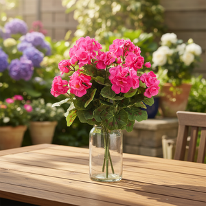 Fleurs artificielles en soie <span class=keywords><strong>de</strong></span> géranium Crabapple réalistes et durables, faites à la main, pour la décoration intérieure et extérieure, plantes douces et réalistes - Product Image 5