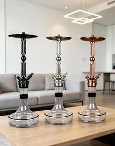 Modern Hookah Metal Stem <b>Acrylic</b> Base Triple Hose Lounge Water Pipe for Bar Cafe Home - Product Image 6