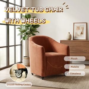 Modern Single-Seater Velvet <b>Armchair</b> Comfortable Reclining with Wheels Indoor Sofa Chair for Home <b>Dining</b> Hotel and Office Use - Product Image 4