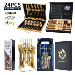 1010 Brand 24Pcs Stainless Steel Cutlery <b>Set</b> Western Steak Knife Fork Spoon Durable Wedding Dinnerware <b>Set</b> - Product Image 1