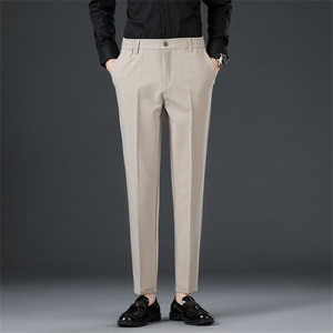 Nuovi pantaloni da uomo in tessuto Non di ferro pantaloni eleganti lisci neri albicocca <span class=keywords><strong>grigio</strong></span> scuro pantaloni Casual da uomo pantaloni da lavoro maschili - Product Image 4