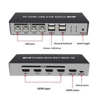 Pour Switch avec clavier et souris, 4 ports, 4-en-1, partage d'écran multi-vues pour quatre ordinateurs, résolution 4K