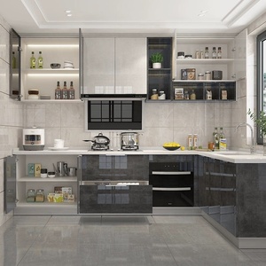 Hiện đại có độ bóng cao Modular tủ tường cho nhà bếp MDF ván ép với cửa kính Acrylic xử lý bề mặt Laminate Countertop - Product Image 3