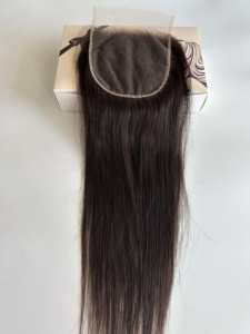 Bán buôn 100% Remy chất lượng tốt nhất Trinh Nữ tóc 6x6 HD ren đóng cửa 18-inch thẳng phong cách màu nâu sẫm màu 2 lưới tích hợp - Product Image 3