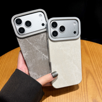 Étui de téléphone portable de luxe en denim magnétique de haute qualité avec gaufrage TPU pour 17 Pro Max, cadre métallique original 15, protection contre les chutes
