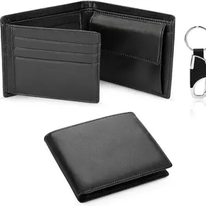 Cartera plegable RFID de cuero genuino para hombre, billetera para tarjetas de crédito