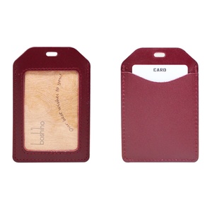 Boshiho Genuine Leather Lanyard <b>Holder</b> Business Card Horizontal School Security Badge <b>Holder</b> with Lanyard - Product Image 1