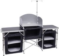 Table de cuisine de camping portable moderne en aluminium du fabricant OEM, avec support léger amélioré et pare-vent, station de cuisson 3 en 1