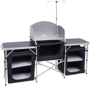 Mesa de Cocina Portátil Moderna de Aluminio para Camping, Plegable, con Soporte Ligero Mejorado y Parabrisas, Estación de Cocina 3, Fabricante OEM - Product Image 1