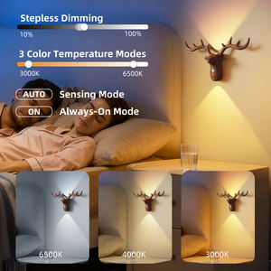 Lámpara de pared de Reno magnético inalámbrico con Sensor de movimiento nórdico, luz de pared de ELK recargable por USB, luces LED de noche para escaleras - Product Image 5