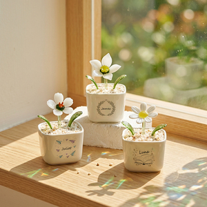 Pièces de décoration artisanales de style Murano personnalisables avec fleurs de naissance et plantes <span class=keywords><strong>en</strong></span> verre <span class=keywords><strong>en</strong></span> pot. Convient comme cadeau d'anniversaire. - Product Image 5