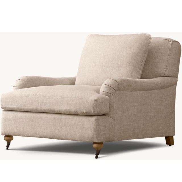 Luxury Classic Design Indoor Sofa Handcrafted Wood Fabric Upholstery Durable Roll Arm Chairs for Living Room