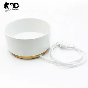 Pet Products Top Seller Luxury White Textured Heating Ceramic Dog Water and Food Bowls Cat Automatic Heated Thermostatic Feeder