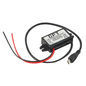 Pengisi Daya Teknologi Mobil, Modul Konverter DC Port Tunggal 12V Ke 5V 3A 15W dengan Kabel USB Mikro Tahan Lama