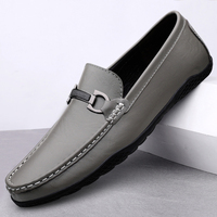 Mocassins en cuir véritable pour hommes avec logo personnalisé, MOQ1, de haute qualité, chaussures plates décontractées pour la conduite, formelles et de bureau
