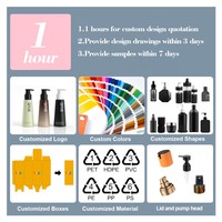 Bouteille en plastique PET PCR noir mat de 250 ml, flacon pompe pour lotion cosmétique, logo personnalisé, emballage vide pour crème de soin de la peau, sérum pour la peau