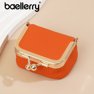 กระเป๋าใส่เหรียญผู้หญิง Baellerry หนังแท้ขนาดเล็ก ปิดด้วยตัวล็อค สีพื้น ใช้ได้ทุกวัน - Product Image 1