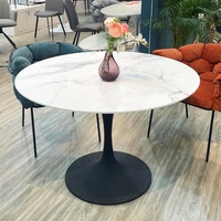 Table à manger nordique en verre trempé d'excellente qualité Table d'extension de luxe ronde en marbre