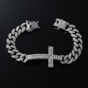 Hot Selling Simple Geometric <b>Cross</b> <b>Chain</b> Bracelet Hiphop Style Alloy Gold Silver Plated Men's Bracelet Fashion Jewelry Wholesale - Product Image 2