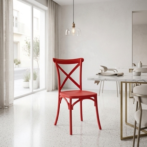 Sillas de Plástico Modernas y Minimalistas para Exteriores, Sillas Ligeras de Lujo para Comedor, Bodas y Banquetes, Diseño de Respaldo Cruzado - Product Image 2