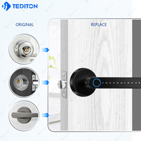 Tediton Tuya APP Biométrique Split Numérique Électronique Capteur D'empreintes Digitales Sans Clé Intelligent Poignée De Porte En Bois Serrures