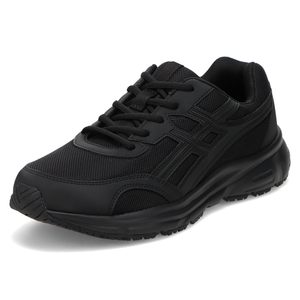 Chaussures de marche en maille noire à lacets, bout rond, baskets décontractées respirantes et confortables pour hommes et femmes - Product Image 1