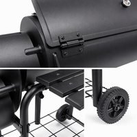 Barbecue portable moderne d'extérieur à double foyer au charbon de bois sans fumée avec table latérale en émail de porcelaine