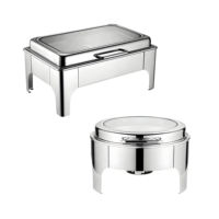 Plat à chafing oblong en acier inoxydable doré 6L – Ensemble de luxe pour buffet, chauffe-plats pour hôtels et restaurants