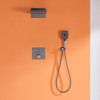 Mitigeur de douche thermostatique mural monotrou en laiton poli avec fonction pluie et massage, pour salle de bain encastrée