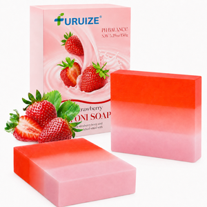 Saponette Yoni Personalizzate OEM, <span class=keywords><strong>Detergente</strong></span> <span class=keywords><strong>Intimo</strong></span> Naturale e Biologico alla Fragola, Sbiancante con Vitamina E 100g, Etichetta Privata per Donne - Product Image 1