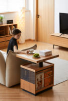 Table basse demi-maison extensible en bois massif, durable et moderne, avec design pliable écologique pour le salon
