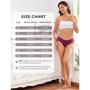 Lot de 5 culottes hipster pour femme en mélange de coton et dentelle, taille mi-haute, respirantes, confortables et extensibles - Product Image 6