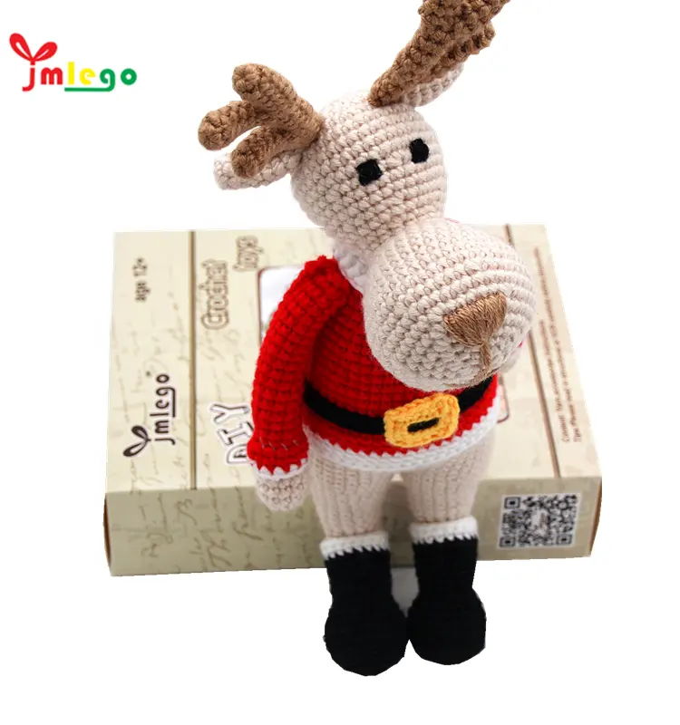 かわいいかぎ針編みの柔らかい綿の手作り人形ODMサプライヤー鹿のクマを含むアニメのキャラクタークリスマスアートクラフト手作りギフト