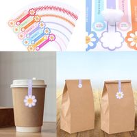 Autocollants faits main pour pâtisseries (bâtonnets de sucettes, fleurs, etc.) pour boîtes à gâteaux, boîtes métalliques, bocaux, tasses à café, bouteilles, étiquettes longues pour scellage de produits de boulangerie
