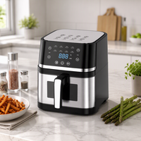 Friteuse à air vapeur carrée en acier au carbone 9L, grand écran tactile, fonction vapeur et friteuse à air à une touche, appareil de cuisson sain sans huile