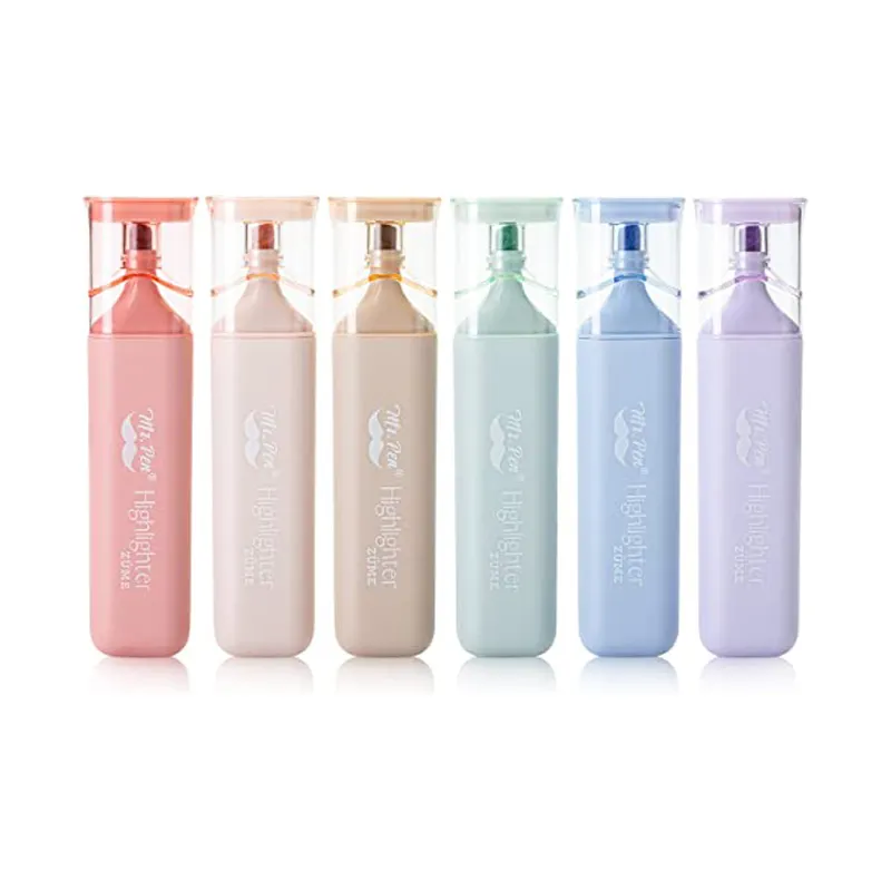 Newest Customized Package Light-Colored Eye Soft Tip Reusable Highlighter Pen Set